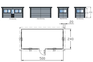 240x500 Metrolux Kabin